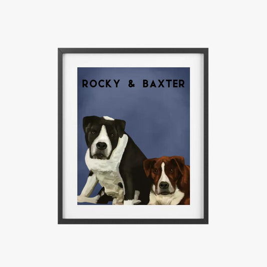 Custom Pet Portrait Painting - Two Dogs